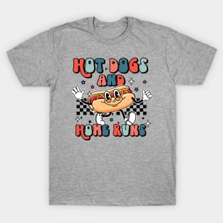 Retro baseball theme hot dogs and home runs T-Shirt